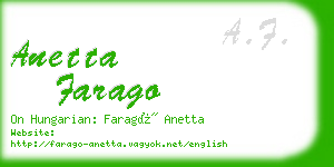 anetta farago business card